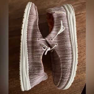 Hey Dude Pink and White Women's Sneakers